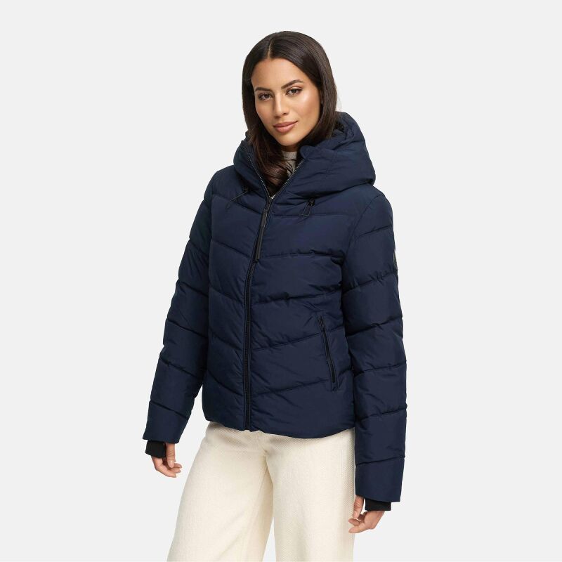 Marikoo Yukanii Damen Winterjacke Steppjacke kurz N114 Navy-Größe L - Gr. 40