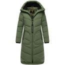 Marikoo Benikoo Damen lange Winter Steppjacke B949 Pine Olive-Größe XL - Gr. 42