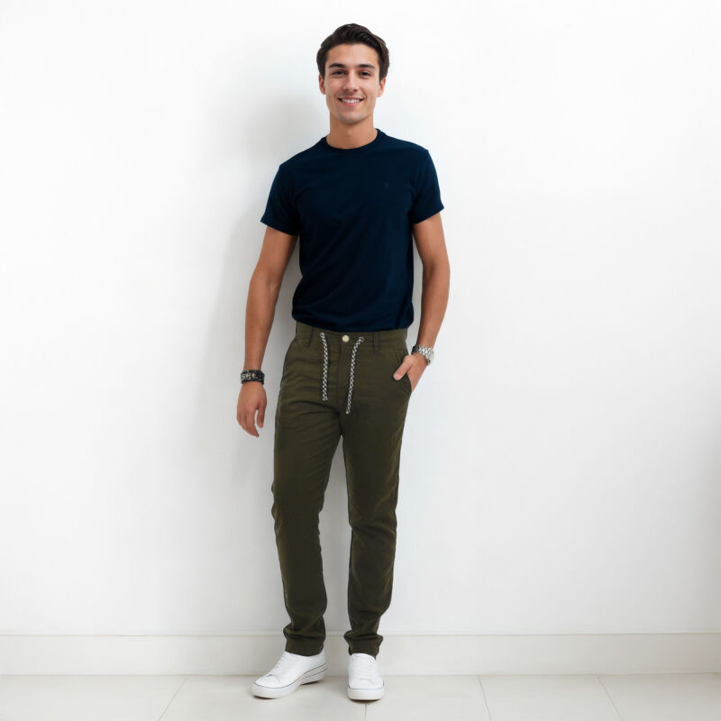 Indicode Inboris Herren lange mit Leinen Stoff Hosen B798 Army-Größe M - Gr. M