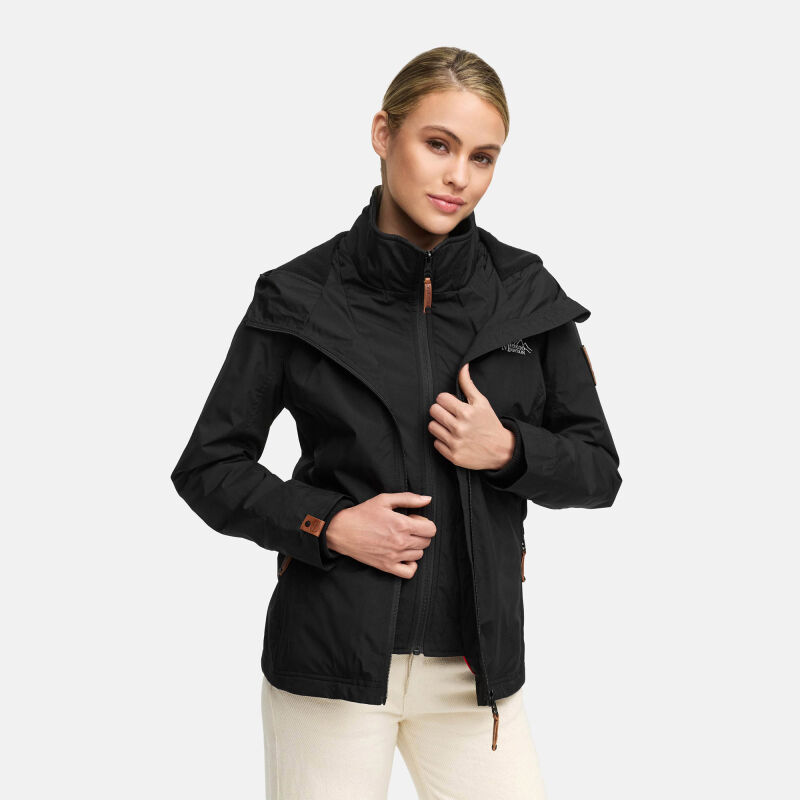 Marikoo Erdbeere Damen Herbst Winter Jacke mit Kapuze B659 Schwarz-Schwarz Größe XL - Gr. 42