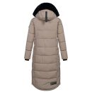 Navahoo Knuddelfee Damen lange Winterjacke B990 Taupe Grey Größe L - Gr. 40