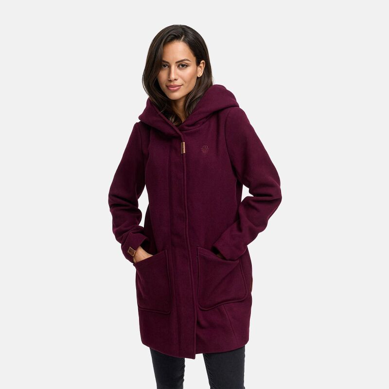 Marikoo Maikoo Damen Mantel mit Kapuze Trenchcoat Jacke B819 Wine Größe S - Gr. 36