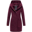 Marikoo Maikoo Damen Mantel mit Kapuze Trenchcoat Jacke B819 Wine Größe S - Gr. 36