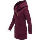 Marikoo Maikoo Damen Mantel mit Kapuze Trenchcoat Jacke B819 Wine Größe S - Gr. 36