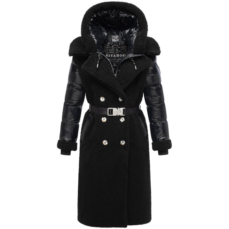 Navahoo KUSCHELTRAUM 14 TEDDY MANTEL MIT FUTTER Schwarz Größe S - Gr. 36