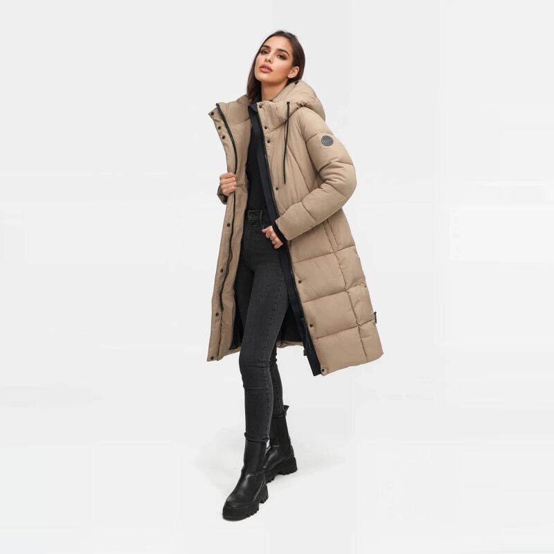 Marikoo Tabiaa Damen Winter Steppmantel N099 Taupe Grey Größe L - Gr. 40