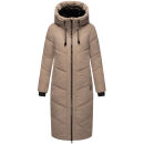 Marikoo Nadaree lange Damen Winter Steppjacke B979 Taupe Grey Größe XXXXL - Gr. 48