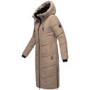 Marikoo Nadaree lange Damen Winter Steppjacke B979 Taupe Grey Größe XXXXL - Gr. 48