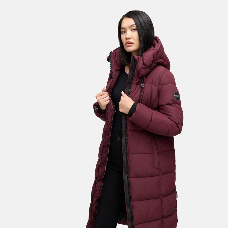 Marikoo Nadeshikoo Damen lange Winter Steppjacke B985 Wine Größe XS - Gr. 34