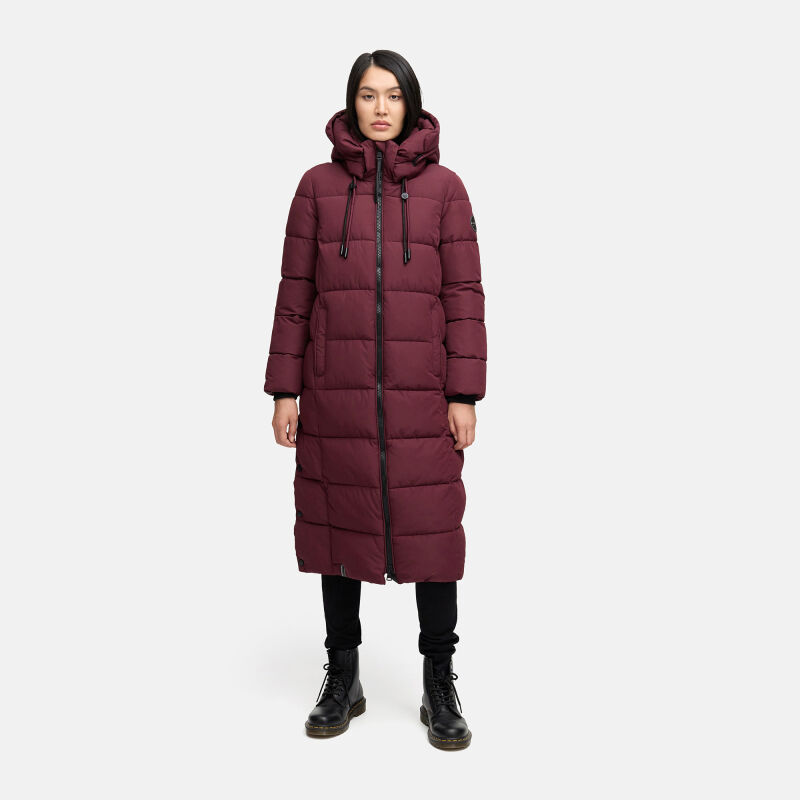 Marikoo Nadeshikoo Damen lange Winter Steppjacke B985 Wine Größe S - Gr. 36
