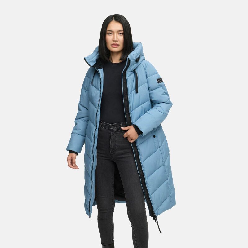 Navahoo Schmatzibaer lange Damen Winter Steppjacke N009 Powder Blue Größe XS - Gr. 34