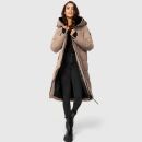 Marikoo Zuraraa lange Damen Winter Steppjacke B989 Taupe Grey Größe L - Gr. 40