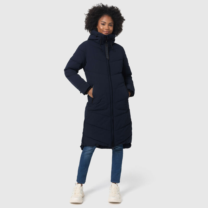 Marikoo Benikoo Damen lange Winterjacke B949 Navy-Größe XS - Gr. 34