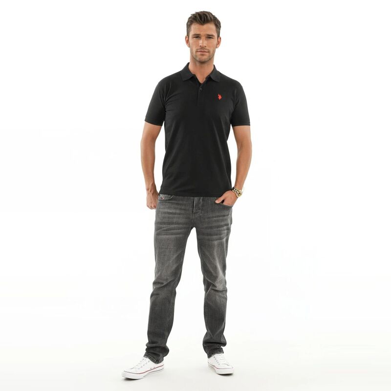 U.S. POLO ASSN. Herren Poloshirt zweifarbig Basic P001 Schwarz-Rot-Größe XL - Gr. XL