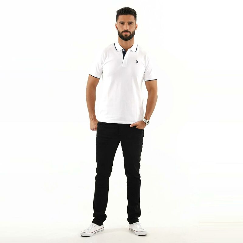 U.S. POLO ASSN. Herren Poloshirt zweifarbig Fashion P002 Weiss-Navy-Größe XXXL - Gr. 3XL