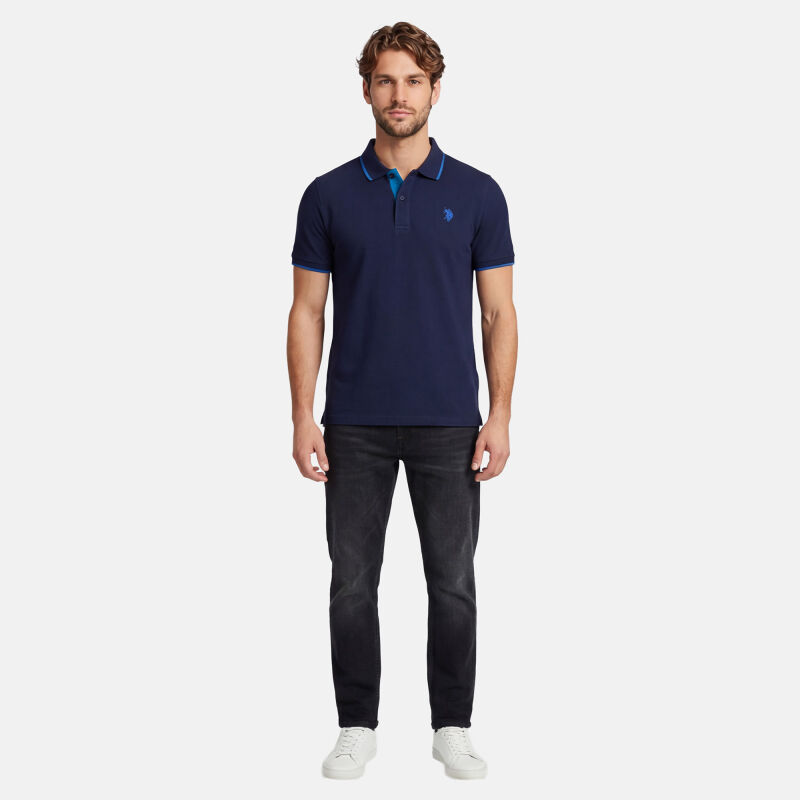 U.S. POLO ASSN. Herren Poloshirt zweifarbig Fashion P002 Navy-Royal-Größe XL - Gr. XL