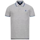 U.S. POLO ASSN. Herren Poloshirt zweifarbig Fashion P002 Grau Melange-Royal-Größe M - Gr. M