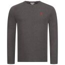 U.S. POLO ASSN. Herren Basic Shirt Longsleeve Langarm P003 Anthrazit Melange-Rot-Größe XXXL - Gr. 3XL