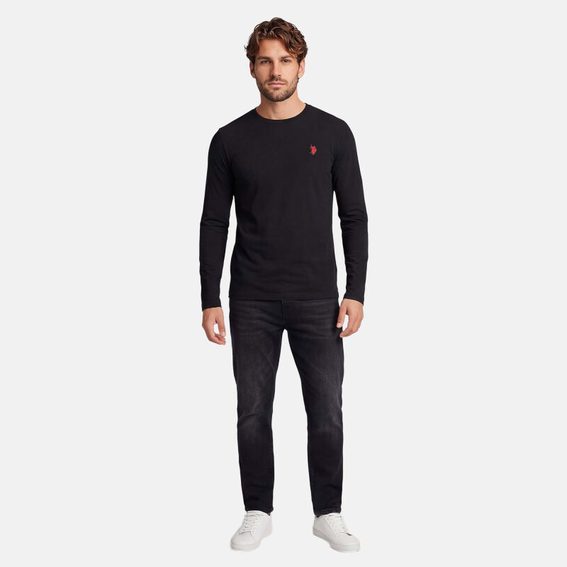 U.S. POLO ASSN. Herren Basic Shirt Longsleeve Langarm P003 Schwarz-Rot-Größe XXXL - Gr. 3XL