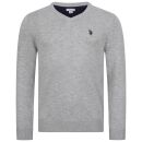 U.S. POLO ASSN. Herren V-Neck Pullover P006 Grau Melange-Navy-Größe XL - Gr. XL
