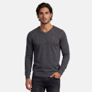 U.S. POLO ASSN. Herren V-Neck Pullover P006 Anthrazit Melange-Rot-Größe XXL - Gr. 2XL
