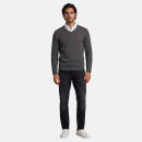 U.S. POLO ASSN. Herren V-Neck Pullover P006 Anthrazit Melange-Rot-Größe XXL - Gr. 2XL