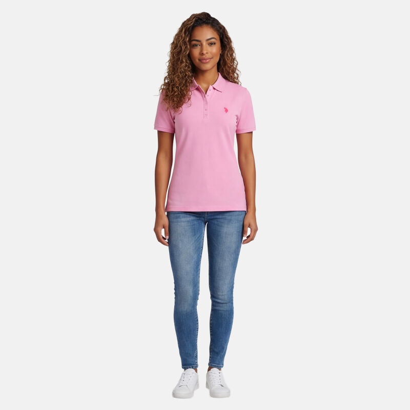 U.S. POLO ASSN. Damen Poloshirt zweifarbig P007 DustyPink-Pink-Größe XL - Gr. XL