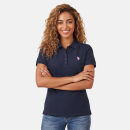 U.S. POLO ASSN. Damen Poloshirt zweifarbig P007 Navy-DustyPink-Größe XXL - Gr. 2XL