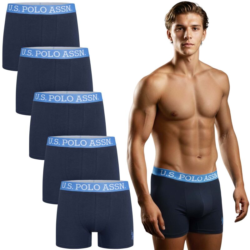 U.S. POLO ASSN. Herren Boxershort 5-Pack P-008 Navy-Blue Größe M - Gr.M