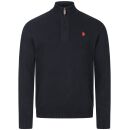 U.S. POLO ASSN. Herren Pullover Troyer P-011 Schwarz-Rot Größe M - Gr.M