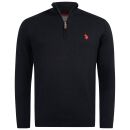 U.S. POLO ASSN. Herren Pullover Half Zip P-010 Schwarz-Rot Größe L - Gr.L