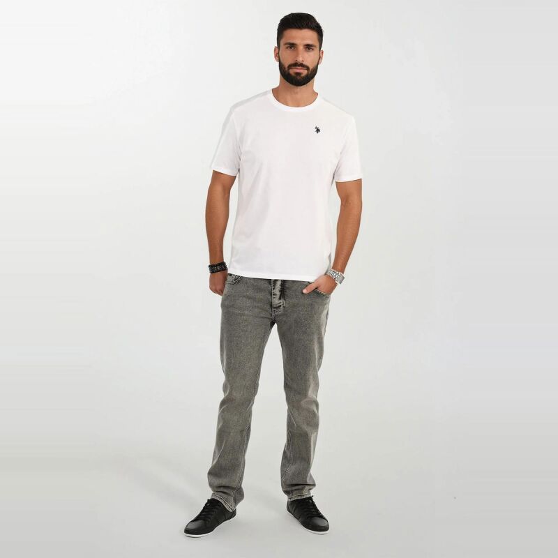 U.S. POLO ASSN. Herren T-Shirt Basic P-012 Weiss-Navy Größe L - Gr.L