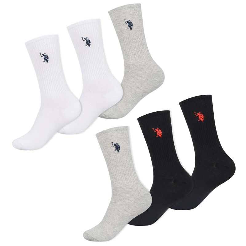 U.S. POLO ASSN. Herren Tennissocken 6-Pack P-013 Weiss-Grau-Schwarz Größe 39-42