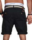 Indicode Herren Chino Shorts kurze Hose inkl. Gürtel B499 Schwarz-Größe M - Gr. M