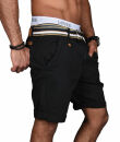 Indicode Herren Chino Shorts kurze Hose inkl. Gürtel B499 Schwarz-Größe XL - Gr. XL