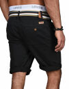 Indicode Herren Chino Shorts kurze Hose inkl. Gürtel B499 Schwarz-Größe XL - Gr. XL