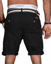 Indicode Herren Chino Shorts kurze Hose inkl. Gürtel B499 Schwarz-Größe XL - Gr. XL