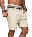 Indicode Herren Chino Shorts kurze Hose inkl. Gürtel B499 Beige Größe XXL - Gr. 2XL