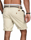 Indicode Herren Chino Shorts kurze Hose inkl. Gürtel B499 Beige Größe XXL - Gr. 2XL