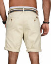 Indicode Herren Chino Shorts kurze Hose inkl. Gürtel B499 Beige Größe XXL - Gr. 2XL