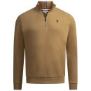 U.S. POLO ASSN. Herren Pullover Half Zip P017 Beige/Safari-Navy-Größe S - Gr. S