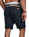 Indicode Herren Chino Shorts kurze Hose inkl. Gürtel B499 Navy Größe L - Gr. L
