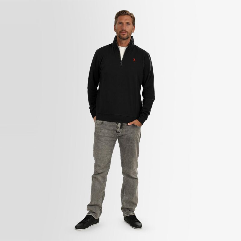 U.S. POLO ASSN. Herren Pullover Half Zip P017 Schwarz-Rust-Größe L - Gr. L