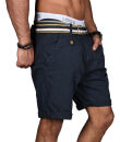 Indicode Herren Chino Shorts kurze Hose inkl. Gürtel B499 Navy-Größe XXL - Gr. 2XL