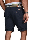 Indicode Herren Chino Shorts kurze Hose inkl. Gürtel B499 Navy-Größe XXL - Gr. 2XL