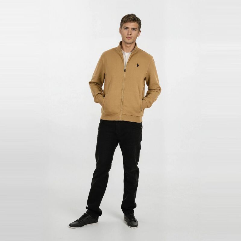 U.S. POLO ASSN. Herren Sweatjacke P018 Beige/Safari-Navy-Größe S - Gr. S