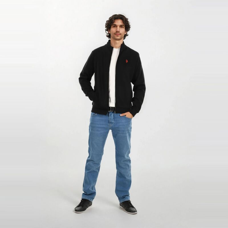 U.S. POLO ASSN. Herren Sweatjacke P018 Schwarz-Rust-Größe M - Gr. M