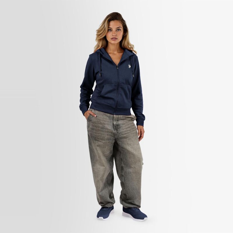 U.S. POLO ASSN. Damen Sweatjacke P019 Navy-Beige-Größe L - Gr. L