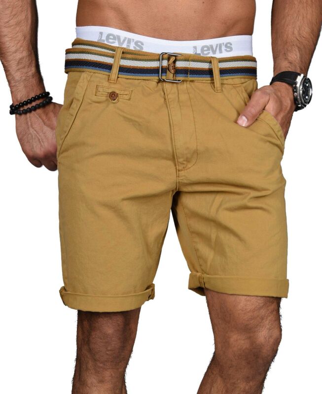 Indicode Herren Chino Shorts kurze Hose inkl. Gürtel B499...