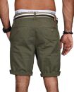 Indicode Herren Chino Shorts kurze Hose inkl. Gürtel B499 Olive-Größe M - Gr. M